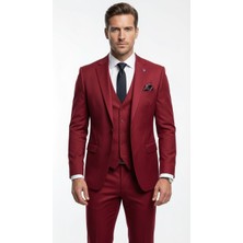 Plus Scorpion Erkek 3 Parça Slim Fit  Takım Elbise –klasik Likralı Kumaş, Tek Düğme, Çift Yırtmaçlı Modern Kesim (Ceket Yelek Pantolon)