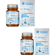 Wellvalens Gluta-C Glutatyon 500 Mg + Vitamin C Ikili Paket | Antioksidan & Cilt Işıltısı Desteği 60 Kapsül