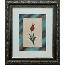 E38 El Işçiliği Ebru Zeminli Lale Ebru Tablo 53*45 CM-6454