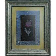 E38 El Işçiliği Pembe Desenli Lale Ebru Tablo 38*31 CM-6461