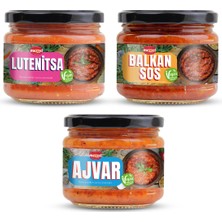 Mezzet Balkan Lezzet Paketi (3X300G) - Geleneksel Ajvar, Gurme Lutenitsa ve Balkan Sosu Seti Vegan Koruyucusuz