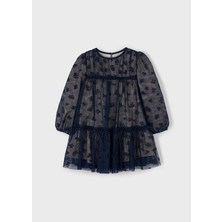 Mayoral 5-10 Yaş Kız Çocuk Tül Elbise Lacivert