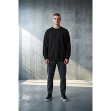 Black Steel Bisiklet Yaka Selanik Ördü Sweatshirt