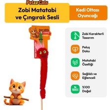 Petzzcats Zobi Matatabi ve Çıngırak Sesli Kedi Oltası Oyuncağı Kırmızı 42 cm