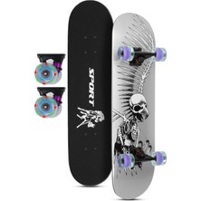 Feyza Design Ledli Silikon Teker Kaykay 80 cm Semi-Pro Çok Yönlü Kaymaz Skateboard