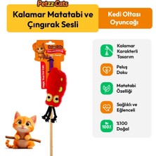Petzzcats Kalamar Matatabi ve Çıngırak Sesli Kedi Oltası Oyuncağı Turuncu 42 cm
