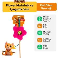 Petzzcats Flower Matatabi ve Çıngırak Sesli Kedi Oltası Oyuncağı Pembe 42 cm