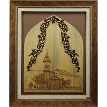 E38 El Işçiliği Ahşap Yakma Kayseri Saat Kulesi Tablo 95*77 CM-4538