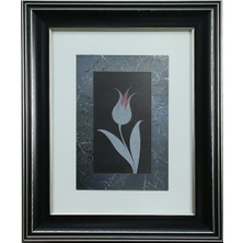 E38 El Işçiliği Siyah Zeminli Lale Ebru Tablo 43*35 CM-6462