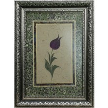E38 El Işçiliği Ebru Paspartulu Lale Ebru Tablo 52*39 CM-6465