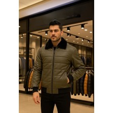 Zegman Zagmen Kürk Yaka Erkek Şişme Suni Deri Mont