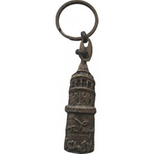 Istanbul Galata Kulesi Temalı Antik Bronz Anahtarlık - Hediyelik Hatıra Aksesuar