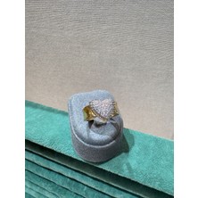 MC Taşlı Kalp Ayarlanabilir Gold Yüzük