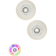 Feyza Design Işıklı 2'li Pu Silikon Teker Seti, 64MM, Abec-7 Rulmanlı, Yedek Paten Tekerleri