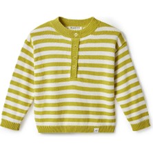 Marvy Çizgili Yünlü Kazak Sarı-Ekru