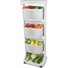 Titiz Plastik Kat Kat Sepet Sebzelik Organizer Tekerlekli Mutfak Düzenleyici Raf