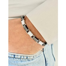 Ferro Gümüş ve Siyah Çelik Erkek Bileklik FRJ10117A-J 2 Yıl Garantili Hediye Paketli