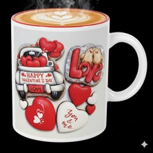 Sevgililer Günü Özel Porselen Kupa | Romantik Sevgiliye Hediye Kupası (Düz)