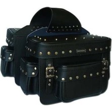 Motoanl Motosiklet Çanta Choper Model Çanta Deri Yan  Siyah Cruiser Motorcu Çantası