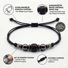 GTD Orijinal Ünye Taşı Unisex Bileklik - Manyetik Doğal Taş Stres ve Enerji Bilekliği - Siyah