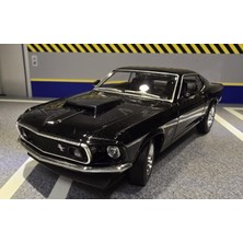 Welly Koleksiyon 1 / 24 Ölçek 1969 Ford Mustang Boss 429 Siyah Arazi Aracı Model Metal Araba