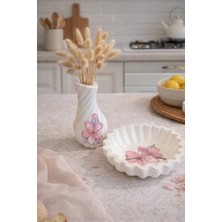 Şah Object Dekoratif Vazo ve Tabak Seti – Dekopaj Çiçek Tasarımlı Polyester Ev Dekoru & Hediye