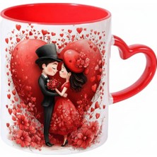 Sevgililer Günü Özel Porselen Kupa | Romantik Sevgiliye Hediye Kupası (Kalpli)