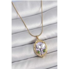 Glimz Jewelry Mor Inci Işlemeli Çelik Kolye