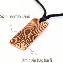 Markajda Parmak Izi ve Harfli Saf Bakır Kolye - Kişiye Özel Tasarım