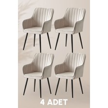 MyMassa Nova Sandalye - Babyface Krem - Metal Siyah Ayak (4 Adet)