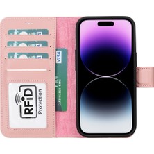 Gp Iguana Apple iPhone 15 Uyumlu Deri Cüzdanlı Kılıf Mwwn Nu2 Pembe