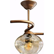 Kuzenler Modern Tekli Kahverengi Basık Bal Camlı Avize
