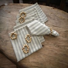 DNC Hometex Gri İnce Çizgili Peçete Takımı 40x40 TOKA HEDİYELİ 6LI