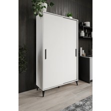 Afilli Lisa Sürgülü Çok Amaçlı Kiler Dolabı Tamamı Mdf 6 Raflı Beyaz