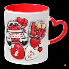 Sevgililer Günü Özel Porselen Kupa | Romantik Sevgiliye Hediye Kupası (Kalpli)