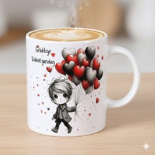 Sevgililer Günü Özel Porselen Kupa | Romantik Sevgiliye Hediye Kupası (Düz)