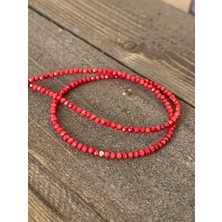 Aida Jewelss 14 Ayar Altın Dorika Detaylı Doğal Fased Kesim Mercan Taşlı Zarif Altın Kolye