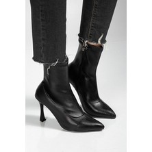 Shoegar Orjen Siyah Cilt Streç Topuklu Bot