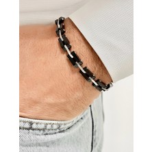 Ferro Gümüş ve Siyah Çelik Erkek Bileklik FRJ10140A-J 2 Yıl Garantili Hediye Paketli