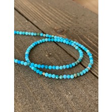 Aida Jewelss 14 Ayar Altın Dorika Detaylı Doğal Firuze Taşlı Zarif Altın Kolye