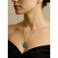 Glimz Jewelry Nazar Tasarımlı Zirkon Taşlı Çelik Kolye