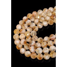 Dünya Doğal Taş 8 mm Faset Sitrin Taşı Dizi