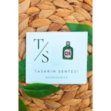 Tasarım Sentezi Rozet Metal Broş Cin Içki Şişesi Gin Alkol Kokteyl Bar Barmen Barmeid Çanta Kıyafet Şapka Aksesuar