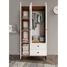 Afilli Neva 3 Kapaklı 2 Çekmeceli Tamamı Mdf Gardrop Atlas Çam Beyaz