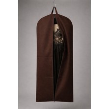 Farilas Global Kahverengi Çift Kulplu Kalın Diş Fermuarlı Uzun Abiye Elbise Koruma Kılıfı – 160 x 60 cm Dayanıklı Tela Kumaş