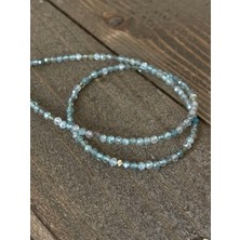 Aida Jewelss 14 Ayar Altın Dorika Detaylı Doğal Apatit Taşlı Zarif Altın Kolye