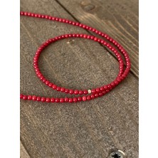 Aida Jewelss 14 Ayar Altın Dorika Detaylı Doğal 2mm Mercan Taşlı Zarif Altın Kolye