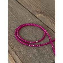 Aida Jewelss 14 Ayar Altın Dorika Detaylı Yakut Taşlı Zarif Altın Kolye