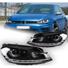 Vw Golf 7 2013-2016 Mk7 Krom Çift U Ledli R Ön Far