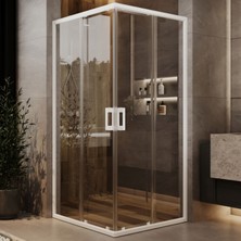 Monaqua Arteko Duşakabin Kare - Beyaz Profil - Şeffaf 5mm Temperli Cam